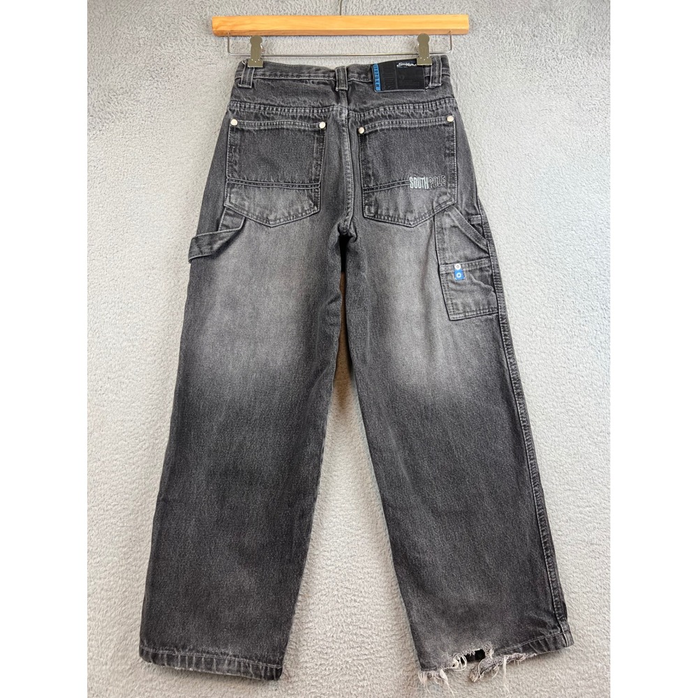 Southpole Kids Carpenter Jeans Faded Black Relaxed Wide Leg Denim Size 14